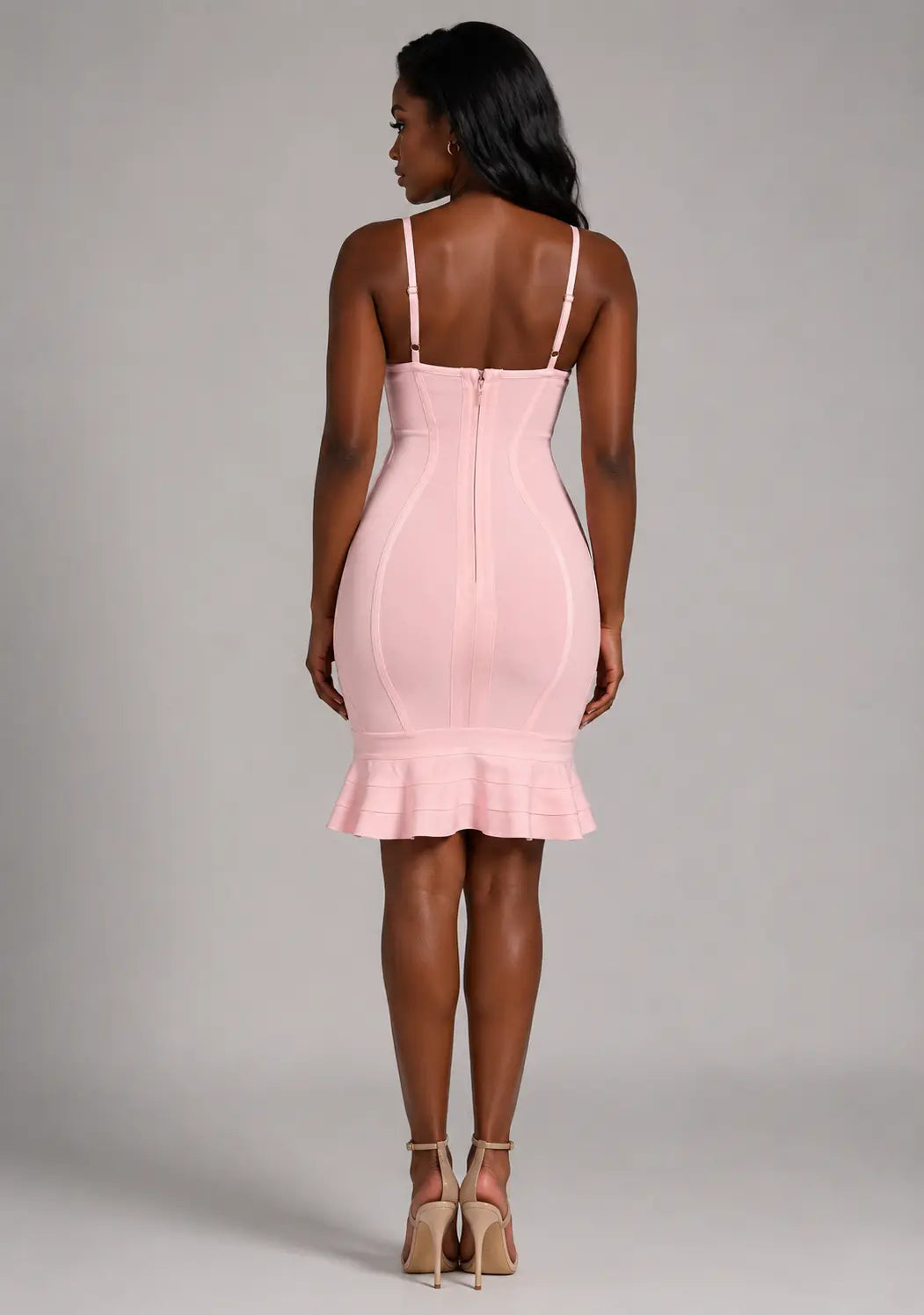 Robe bandage premium rose poudré sculptante – chic & ultra féminine